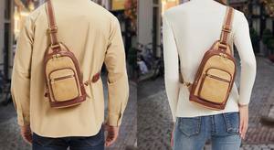 Bolso de Pecho de Lona y Cuero, Moderno, para Uso Diario al Aire Libre, Bandolera Cruzada, Bolso de Viaje Unisex, Duradero, CSB-0074 - Product Image 4