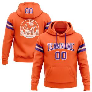Sudadera con capucha de Jersey de fútbol cosido personalizado naranja púrpura-blanco - Product Image 1