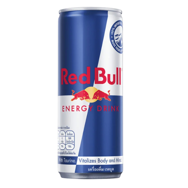 Энергетический напиток Redbull 250 мл, оригинальный продукт оптом из Таиланда и для экспорта (1 упаковка X 4 консервированные, 1 коробка X 12 упаковок)