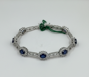 925กำไลข้อมือเงินแท้ Bangkok Sapphire Bracelet สร้อยข้อมือเทนนิส Link เครื่องประดับแฟชั่นสำหรับผู้หญิงขายส่ง - Product Image 3