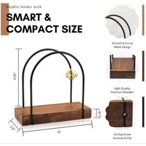 Porte-serviettes de table en bois et métal de qualité supérieure Design créatif porte-serviettes en papier couleur marron et noir serviette de taille personnalisée - Product Image 2