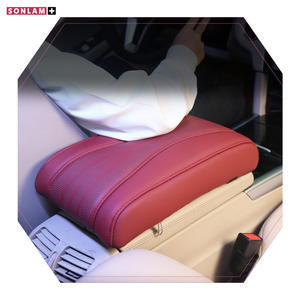 Reposabrazos de Coche de Cuero Nappa de Alta Calidad, Universal, Impermeable, Accesorios Interiores para Coche, Color Rojo Ciruela - Product Image 1