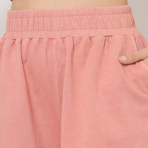 Shorts de Algodón Oxford Rosa para Mujer, Estilo Casual Elástico, Corte Regular, Color Sólido, Tejido de Punto Transpirable y Ecológico - Product Image 5