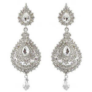 Kriaa Kundan Boucles d'oreilles pendantes en pierre autrichienne plaquée rhodium 1300919 Collection de bijoux fins - Product Image 1