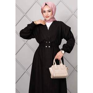 Cape longue taille élastique pour hijab noir - Product Image 4