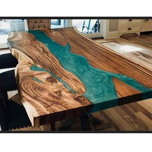 Dessus de table en bois de résine époxyde claire élégante faite à la main de conception élégante Table à manger personnalisée dessus en bois décoratif - Product Image 4