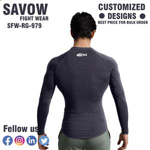 Camiseta de Compresión de Manga Larga para Hombre, de Alta Calidad, para MMA, BJJ, Secado Rápido, Protección UV, para Surf, con Logotipo Personalizado, Fabricación OEM - Product Image 2