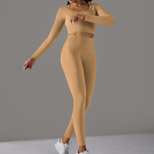 Ensemble de vêtements de sport 2 pièces pour femmes Fitness Workout Gym Wear Logo personnalisé Nouveau design Pantalon taille haute Ensemble de sport à séchage rapide pour femmes - Product Image 2