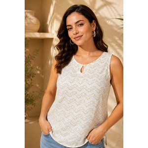 Ärmelloses Damen-Tanktop mit Blockdruck - Nawabiyat Emerald Mumtaz Olive - Product Image 2