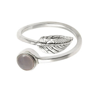 925 Sterling Silver Adjustable Handmade Natural Rose Quartz Gemstone Antique Leaf <b>Ring</b> 4 Women Wholesale Customized Gift Jewelry - Product Image 2