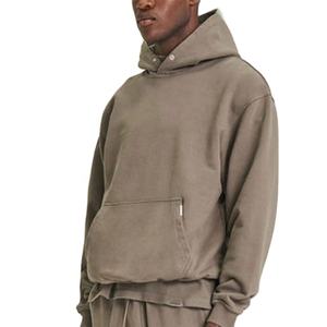 Pull à capuche épais 100% coton de qualité luxueuse pour hommes Impression bouffante Streetwear d'hiver surdimensionné Brodé sur mesure - Product Image 2