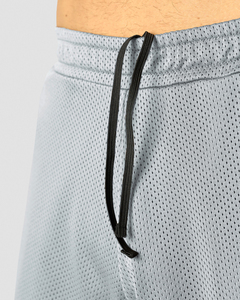 Grey Mesh <b>Shorts</b> for <b>Men</b> Regular Fit Gym Workout Style with Drawstring Elastic Waistband Side Pockets Polyester Fabric <b>Shorts</b> - Product Image 3
