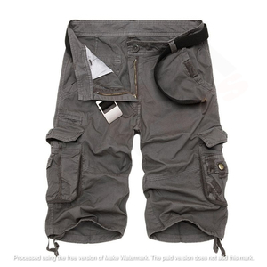 Pantalones cortos de alta calidad para hombre, pantalones Cargo, pantalones cortos con bolsillo lateral sólido, pantalones cortos transpirables de cintura elástica para hombre a la venta - Product Image 5