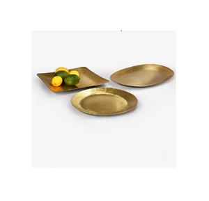 Simple and Plain Design Round Shape Aluminum and Brass Gold Plated Serving Thal - Product Image 2