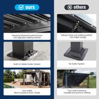 Pergola en aluminium E-shine 3*3*H2.5m avec toit rétractable, auvent manuel, cadre décoratif, rideau et moustiquaire