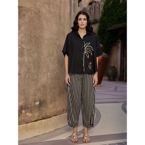 Conjunto de Dos Piezas de Verano para Mujer, Top Holgado con Lentejuelas y Pantalones - Product Image 1