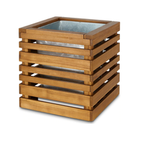 Pot de fleurs vintage écologique en bois pour plantes succulentes et cactus, avec insert amovible en zinc métallique, centre de table pour la maison et le jardin, vente en gros