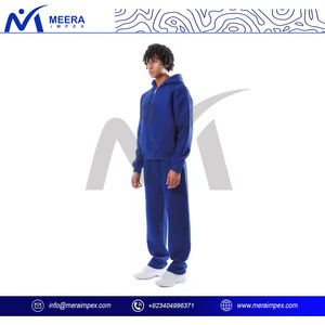 Ensemble de survêtement sportif pour homme grande taille, en coton épais, respirant, avec veste zippée et pantalon de jogging, confortable, style streetwear décontracté, idéal pour l'été - Product Image 4