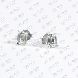 3.00 TCW <b>Emerald</b> Cut Moissanite Diamond Stud <b>Earrings</b> for Women Anniversary Gift with Prong Setting for Her - Product Image 2