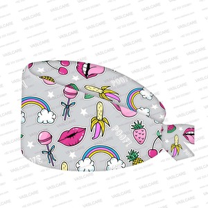 Nurse Caps for Women Nursing Caps with Button Adjustable Elastic Scrub <b>Hats</b> Cute Colors Doodle Food, Flowers Pattern Caps - Product Image 4