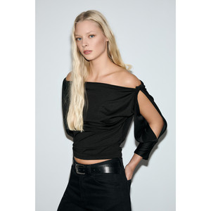 Chemisier femme GRIMELANGE MARKEY en tissu extensible avec détail fente sur la manche - Product Image 3