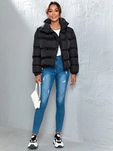 Qualité supérieure Femme Doudoune Nouveau Style Hiver Chaud À Capuche Épais Pleine Fermeture Éclair Confortable Respirant 100% Polyester Tissé - Product Image 3