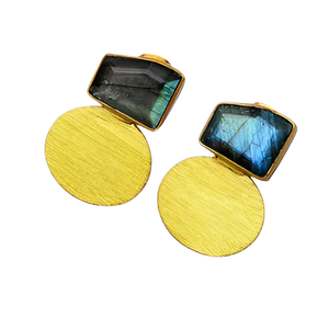 Pendientes colgantes de piedras preciosas de labradorita hechos a mano, joyería chapada en oro de Plata de Ley 925, pendientes elegantes para boda, aniversario - Product Image 3