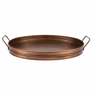 Plateau de service populaire en fer galvanisé avec poignées en corde, finition antique en laiton, articles ménagers pour la cuisine, plateau de service pour la table à manger - Product Image 6