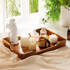 Plateau de service rectangulaire en bois pour aliments et boissons plateaux en bois écologique durable pour repas restauration - Product Image 2