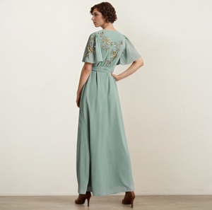 Abito Casual <span class=keywords><strong>da</strong></span> donna Plus-Size Maxi abito ricamato a maniche corte elegante formale con cintura impero con cinture - Product Image 2