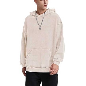 Sweat à capuche vintage en coton surdimensionné pour hommes Sweatshirts décontractés Style brodé Motif solide 100% coton Saison d'hiver - Product Image 3