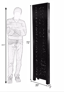 Paravent en bois sculpté à la main, séparateur de pièce design à 3 panneaux, finition brun vieilli antique, décoration intérieure en bois - Product Image 6