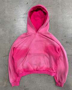 Nouveau design, sweat-shirt court ample en molleton rose, coton épais 500 g/m², lourd, délavé à l'acide - Product Image 5