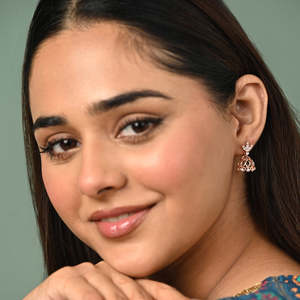 Pendientes de Plata 925 de Primera Calidad, Tipo Lágrima y Jhumki & Jhumka, Chapados en Oro con Diamantes para Mujer, para Bodas - Product Image 3