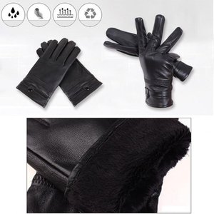 Gants de protection mi-poignet en peau de mouton noire unie Keven Impex, respirants, chauds, avec doublure en fourrure, détection des aiguilles, pour hommes, sport et voyage - Product Image 2