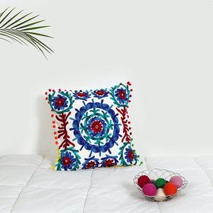 Rich Quality Suzani Cushion Cover for Home Embroidery Indian Hand Work Colorful Floral Cushion Cover Decorative <b>Pillowcase</b> - Product Image 3