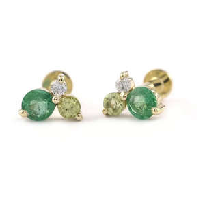 Best Selling <b>Earrings</b> Mini Tapered 14K Solid Gold Natural Emerald <b>Peridot</b> Diamond Gold <b>Earrings</b> Multi Color Gorgeous <b>Earrings</b> - Product Image 4