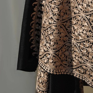 Luxurious Handwoven Velvet Embroidery Emerald <b>Black</b> <b>Shawl</b> Women Traditional Warm Elegant Winter Wrap Solid Pattern Made - Product Image 5