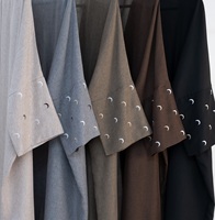 Abaya en coton pour femmes, manches longues, couleur unie, robe maxi, col en V, coupe ample, tenue quotidienne, respirante, style Moyen-Orient