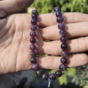 Collar Clásico de Perlas Redondas Lisas de Amatista Natural Genuina AAA de 8 mm, Chapado en Plata, Regalo de Aniversario de Boda para Ella - Product Image 4