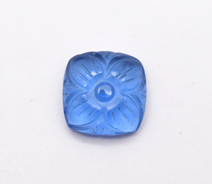 พลอยแซฟไฟร์สีฟ้าแกะสลักทรงสี่เหลี่ยมขนาด14มม. แกะสลักด้วยมือแกะสลักคริสตัลพลอยหลวม17.10ชิ้น - Product Image 1