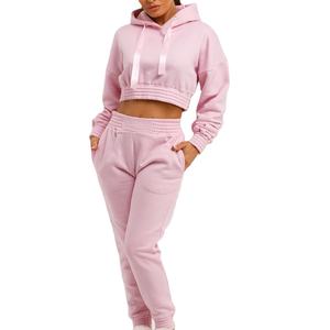 Wholesale Factory Made OEM Services Crop Top Trending Cotton Made <b>Women</b> <b>Jogging</b> Wear Designer Street Fashion Hooded Sweat <b>Suits</b> - Product Image 2