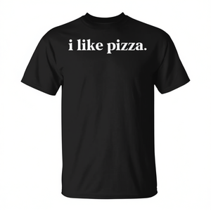 T-Shirt Minimalista con Citazione 'I Like Pizza' per Amanti della Cucina, Ideale per Promozioni - Product Image 2
