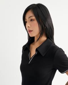 Top Corto de Verano para Mujer, de Alta Calidad, Ajustado, con Ribete en Contraste, Poliéster, Viscosa, Elastano, Transpirable, de Secado Rápido, Estilo Informal, Vietnam - Product Image 6