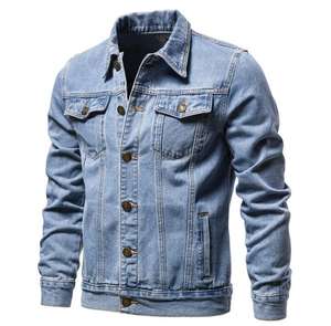 Veste en jean coupe ajustée pour hommes veste cardigan décontractée à la mode version coréenne grande taille manteau de cowboy en gros - Product Image 2