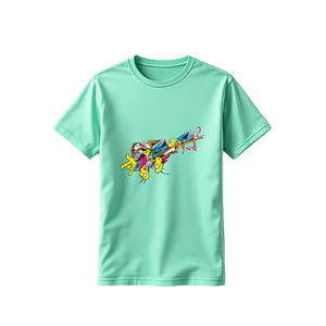 Camisetas de manga corta para hombre al por mayor, cuello redondo de color sólido estampado DTG, hecho de material de poliéster/algodón - Product Image 1