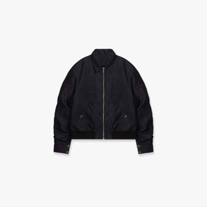 Blouson Bomber d'Hiver Style Personnalisé - Noir, Coupe Épaules Tombantes, Broderie 2D & 3D, Imperméable & Coupe-Vent, Boutons sur le Devant, Poches - Product Image 2