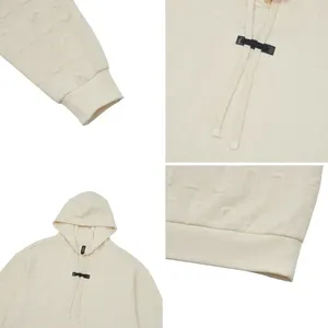 Premium Pullover Hoodie Embossed Logo Pattern Thick Drawstring Contemporary Unisex Fashion Sweater Gym Top - Product Image 6