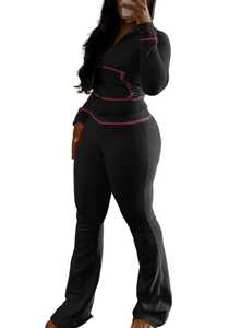 Ensemble de survêtement pour femmes en molleton respirant à manches longues et ample, style streetwear d'hiver, pantalon de survêtement et sweat-shirt décontracté en deux pièces - Product Image 4