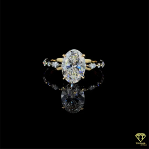 แหวนเพชรรูปวงรี3 CT สำหรับปลูกในห้องปฏิบัติการแหวนทองสไตล์วินเทจประดับพลอยด้านข้างของขวัญวันเกิด - Product Image 6